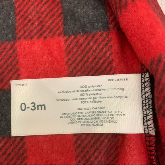 Carter’s Baby Buffalo Plaid Hoodie with Moose Appliqué Size 0-3 months - Picture 5 of 10